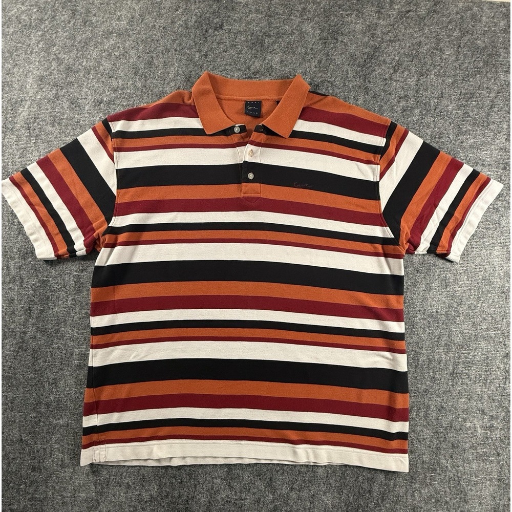 Karl Kani Y2K Polo Shirt Mens 3XL Gold Stripe Short Sleeve Streetwear